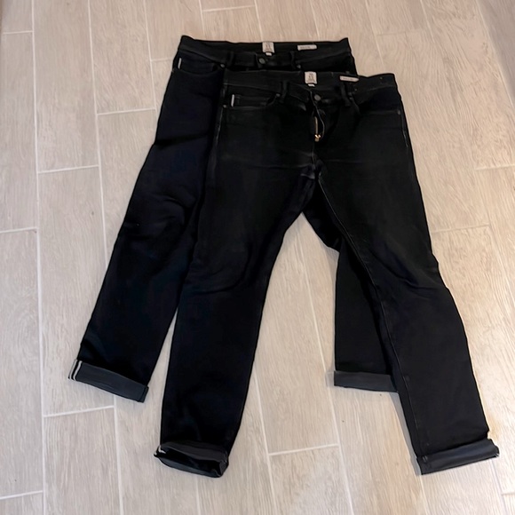 2 PAIRS of HIROSHI KATO “the Pen” Slim Jeans. Black raw denim 10.5 oz. Size 36 - Picture 1 of 4